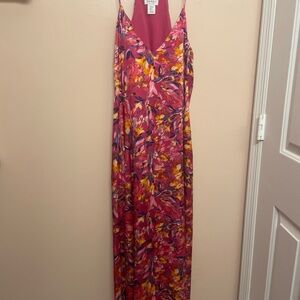 Nicole Miller Vibrant Pink Floral Maxi Dress